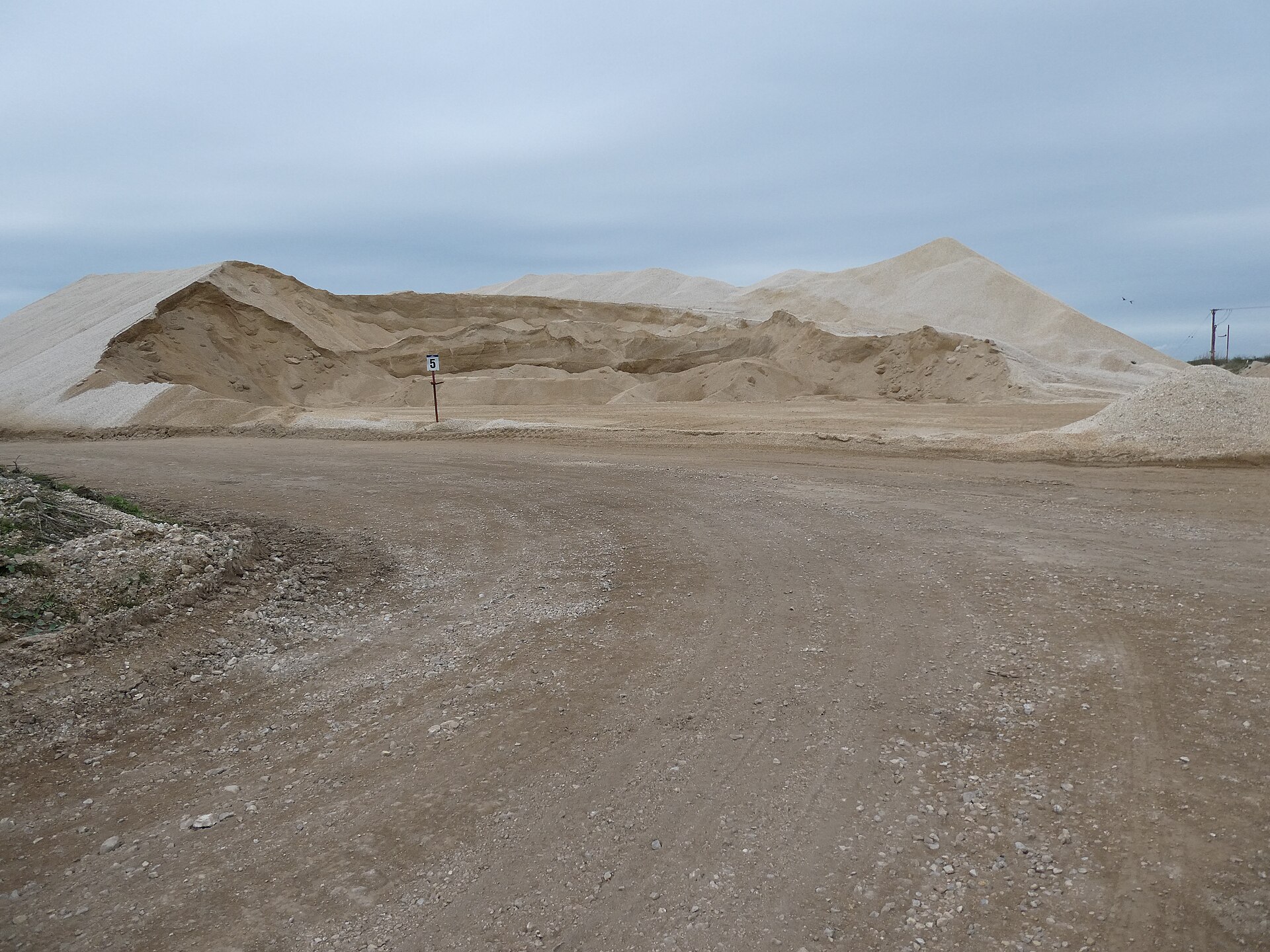 Piles of sand and gravel at a quarry